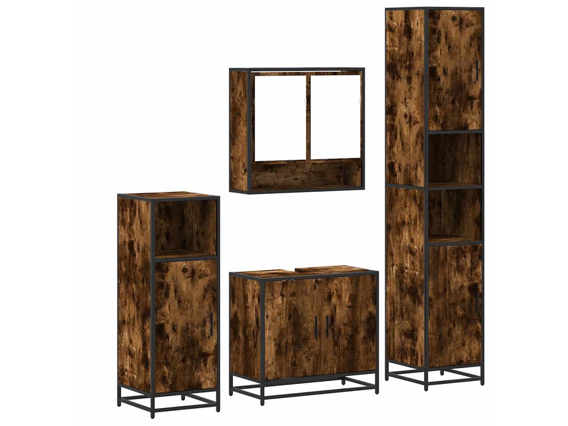 Maison Exclusive - 4pcs Conjunto De Móveis Wc Derivados De Madeira Carvalho Fumado