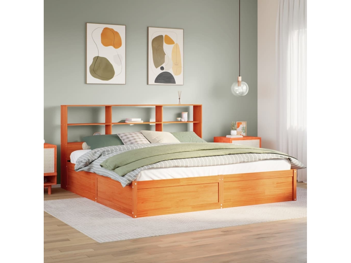 Cama Sem Colchão 180x200 Cm Pinho Maciço Castanho-mel