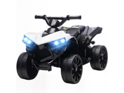 Quad Elétrico Infantil 6v Para Crianças Dos 37 Aos 72 Meses Velocidade Até 3 Km/h Faróis E Música 70x42x45 Cm Branco