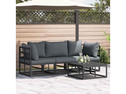 Vidaxl Conjunto De Sofá De Jardim 4 Unid. Preto Metal