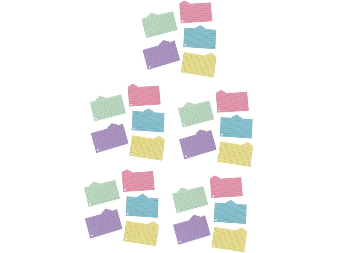 5 conjuntos de artigos de papelaria, fichas de índice bonitas, cartões pequenos, cartões de memorização, materiais de estudo em branco.