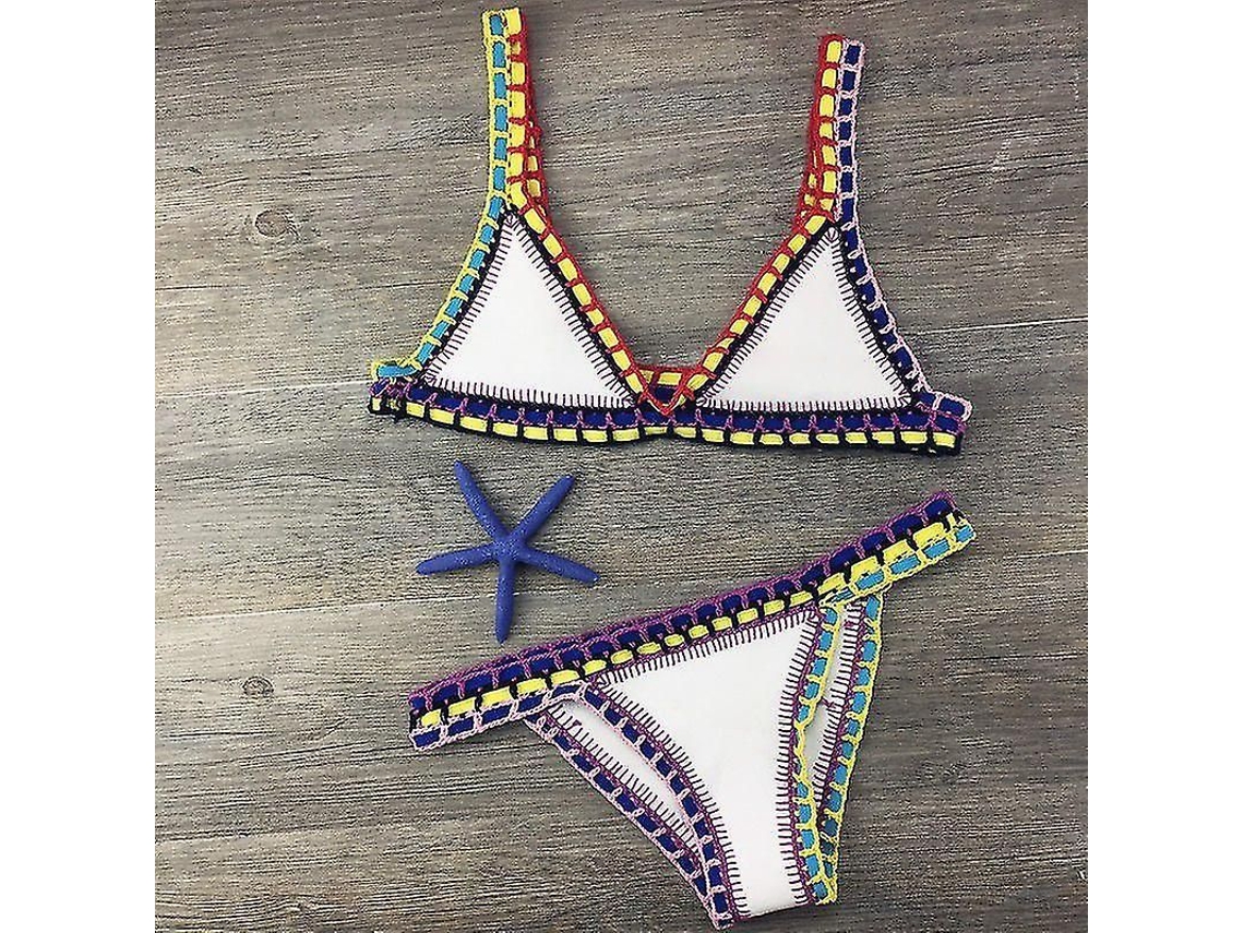 Biquíni de Crochê Fasst para Mulher, Tamanho Normal, Sem Arcos, Traje de Banho de Cintura Baixa