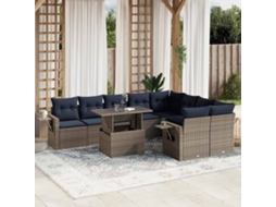 Vidaxl Conjunto De Sofá De Jardim Com 10 Peças E Almofadas Em Rattan Sintético Cinza