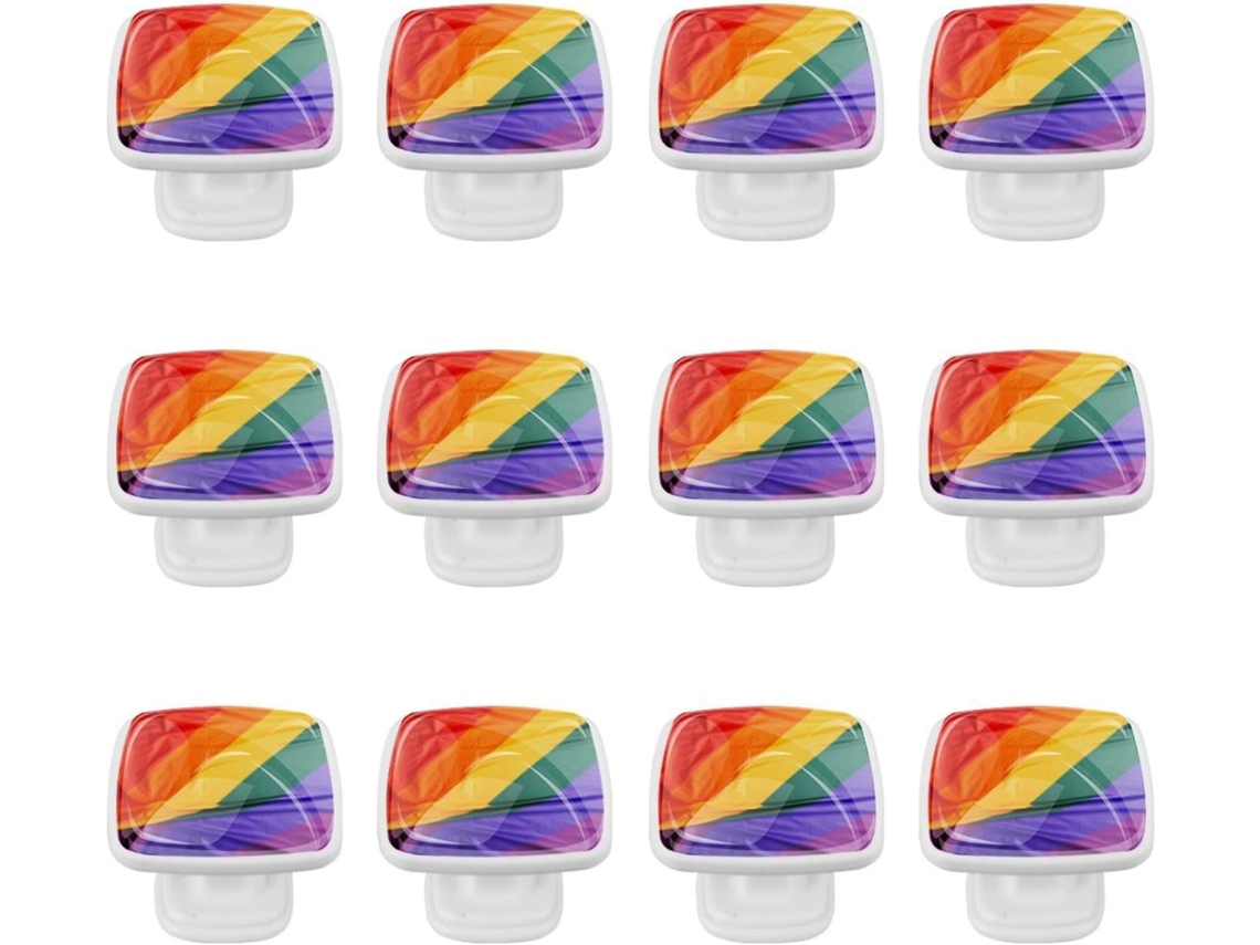 Puxadores E Maçanetas Quadradas Para Armários De Cozinha, Conjunto De 12 Peças, Cores Vibrantes E Alegres Com A Frase