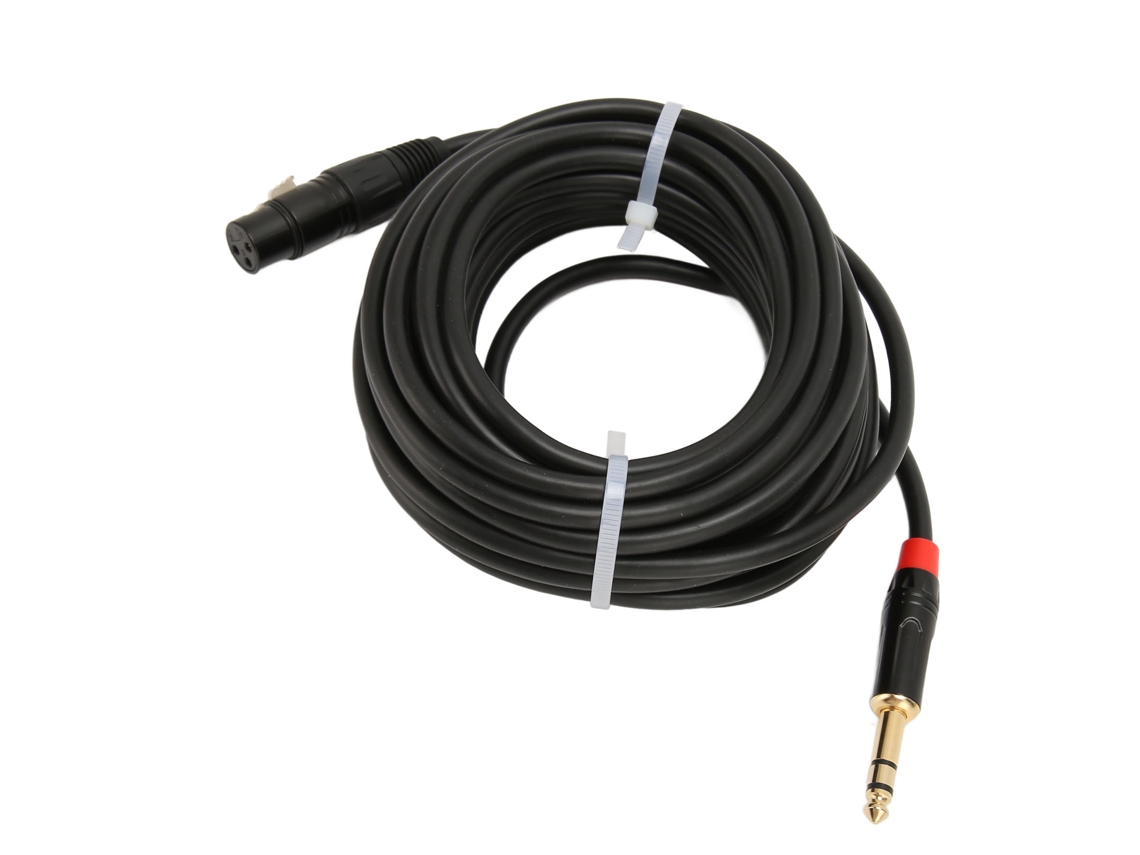 Cabo XLR fêmea Mali para microfone, 6.35mm, 10m, blindagem múltipla