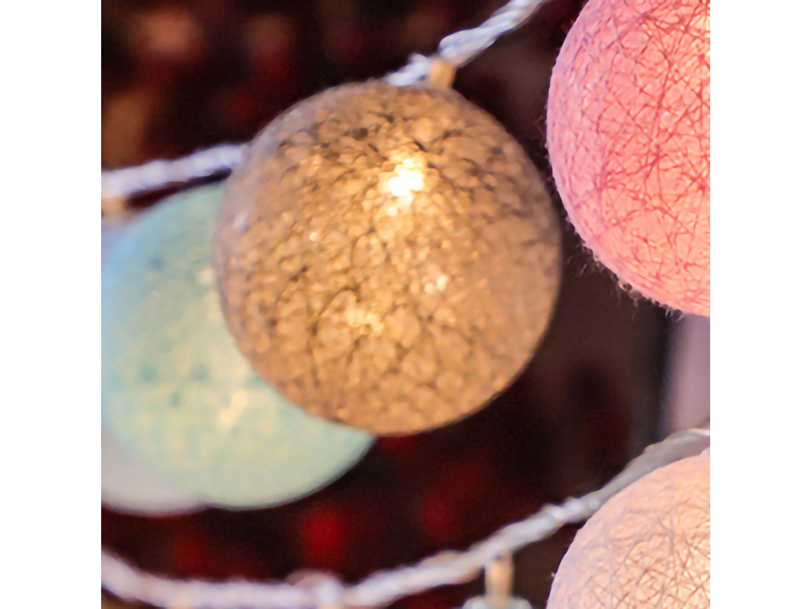 Luzes De Fio De Bolinhas De Algodão Led (estilo Macaron, 2m 10 Luzes) Eoocoo