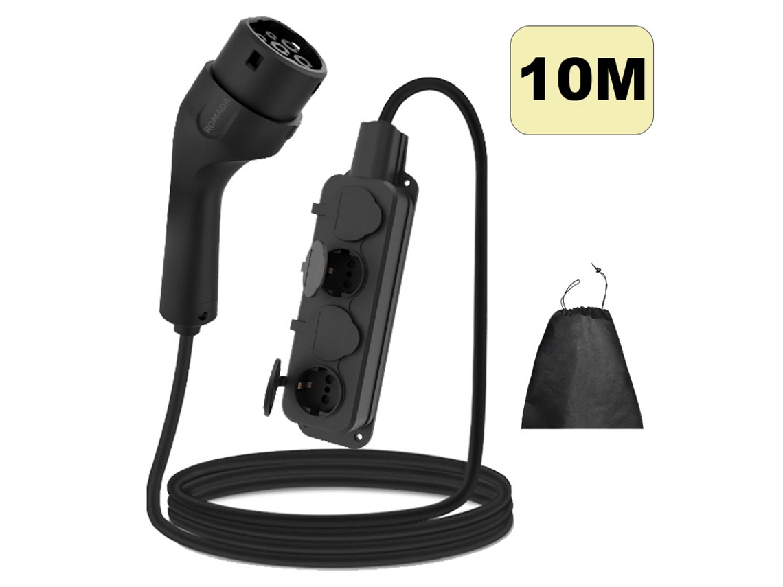 Adaptador V2l Descarga Tipo 2, 16a 4kw, Régua 4 Tomadas Eu para Byd, Tesla Model Y, Kia Ev6, Cabo 10m SZSMART