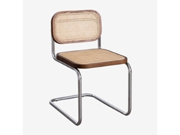 Sklum Pack De 2 Cadeiras De Jantar Em Rattan Tento Vime    Cinza Cromado     Madeira Escura
