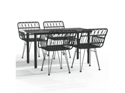 Maison Exclusive - 5 Pcs Conjunto De Jantar P/ Jardim Vime Pe Preto