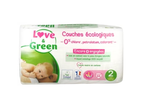 Fralda Hipoalergênica 44 Tamanho 2 3-6 kg LOVE & GREEN