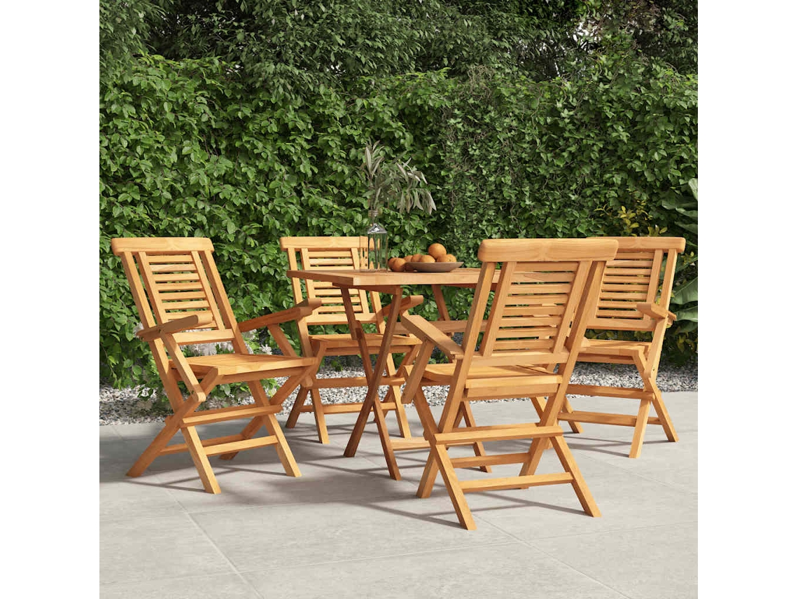 Vidaxl Cadeiras De Jardim Dobráveis 4 Pcs 56x63x90 Cm Teca Maciça