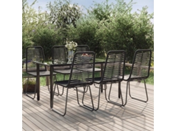 Vidaxl 7 Pcs Conjunto de Jantar para Jardim Preto