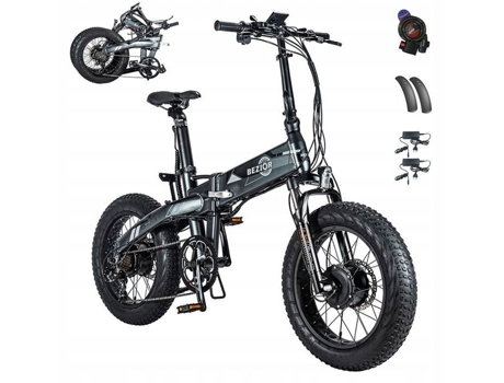 BEZIOR Xf005 Ebike Bicicleta Elétrica 1000W 22.4Ah 32Km/H Quadro M Alumínio Roda de 20 Mountain Bike Dobrável E-Bike Cinza