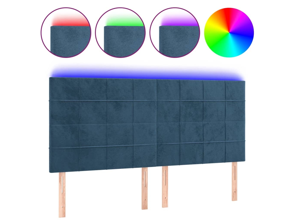 Led Headboard, Led Headboards Vidaxl Azul Veludo (160 X 5 X 118/128 Cm)