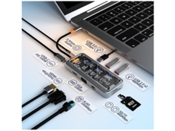 Lurelia Dock Usb-c 10 Em 1 Com 4k 30hz, 1080p, Hdmi, Vga, Rj45, Usb 3.0, Usb 2.0, Sd/tf, Pd 100w, Áudio 3,5 Mm Para Macbook