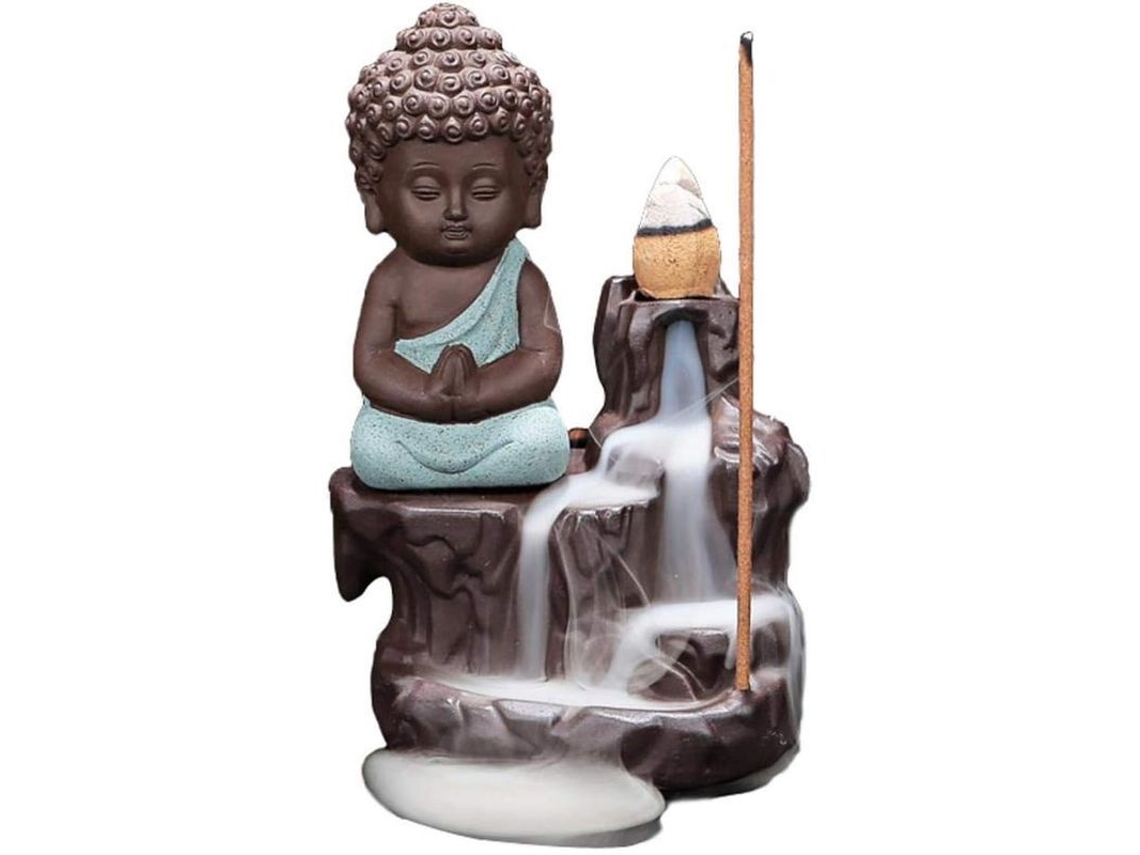 Incensário De Cerâmica Manual Com Estátua De Buda De Cor Azul Claro Para Casa, Escritório E Yoga