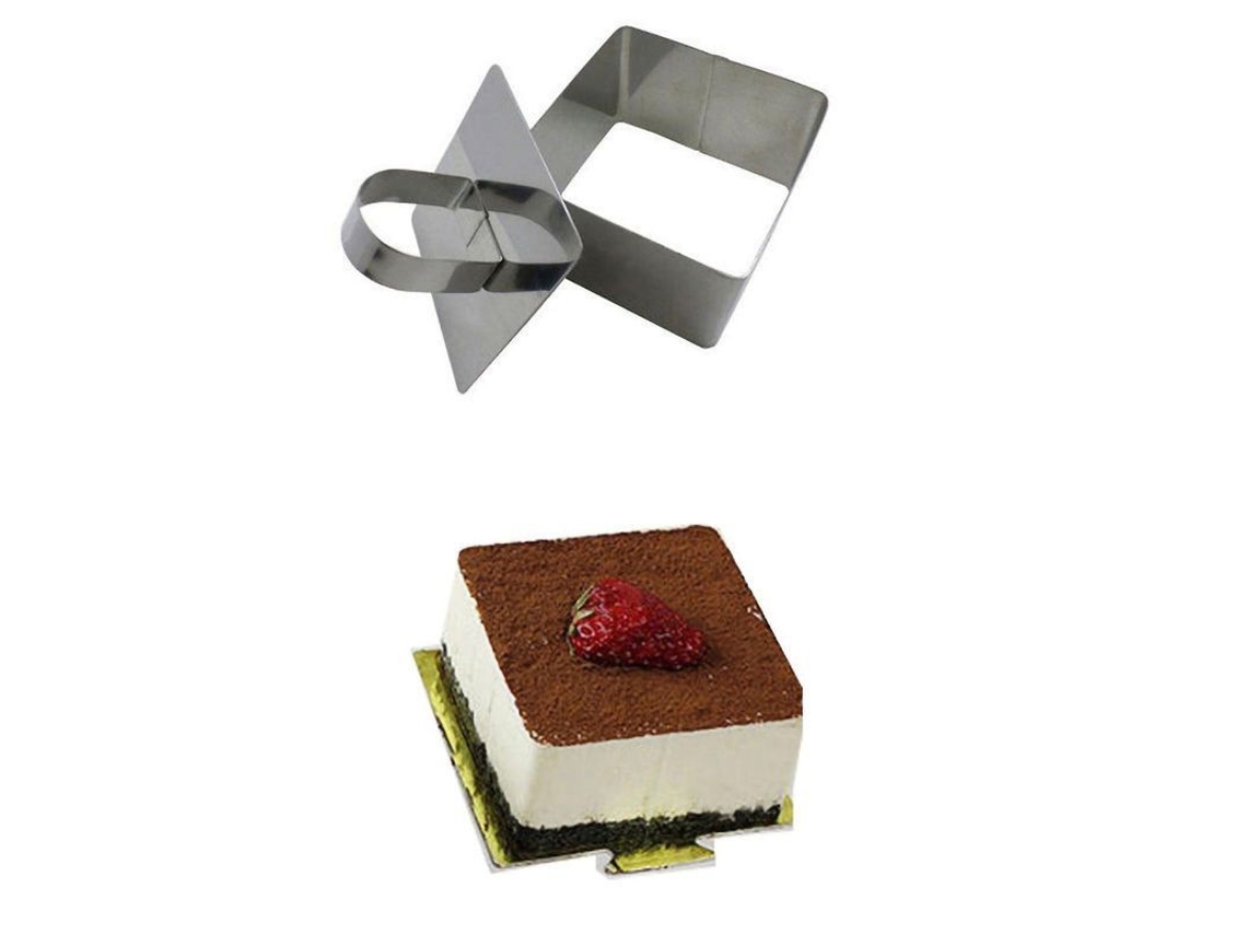 Molde De Acero Inoxidable Para Pasteles Y Galletas, Herramienta De Cocina Diy Con Formas Creativas Para Cupcakes, Muffins Y Postres Cuadrado