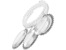 Pulseira Elegante Contas Prateadas Celebrações Casamentos Acessório Versátil Metal Plástico Delicado Pingente GOKOCO