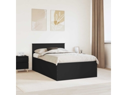 Vidaxl Estrutura Da Cama Preto 135 X 190 Cm Derivados De Madeira