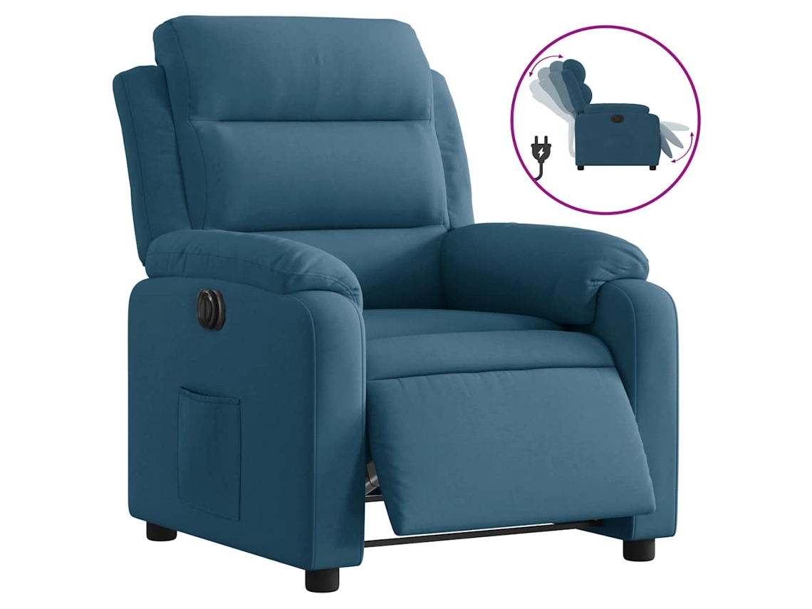 Electric Recliner Chair, Electric Recliner Chairs Vidaxl Azul Veludo