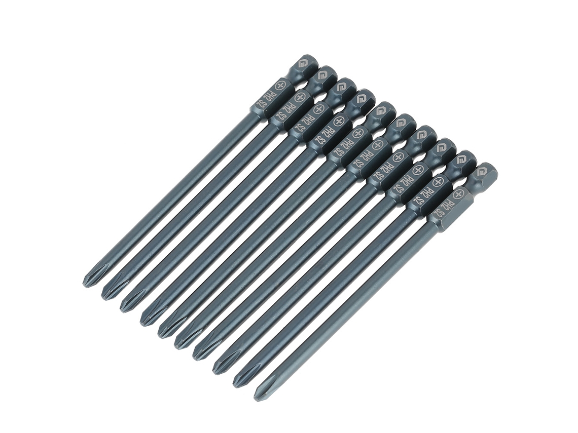Conjunto de 10 Pontas de Parafuso Ph2 Aço S2 1/4