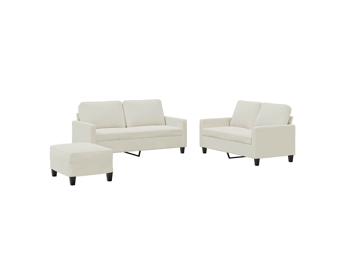 Conjunto de Sofás com Almofadões Veludo Cor Creme MAISON EXCLUSIVE