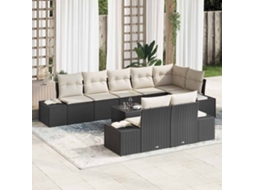 Vidaxl Conjunto De Sofá De Jardim 9 Unid. Preto E Creme