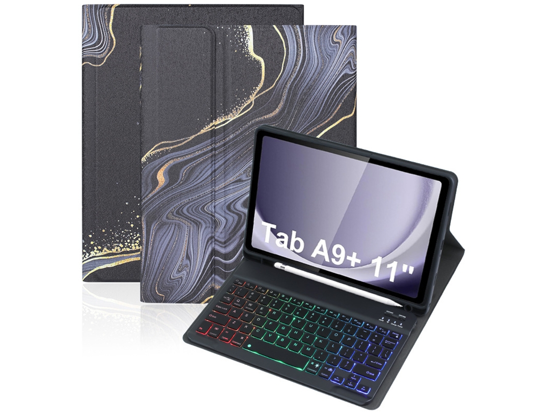 Capa Teclado CUICH para Samsung Galaxy Tab A11Plus/A9Plus 11 Polegadas com Teclado Retroiluminado Colorido (Preto) 