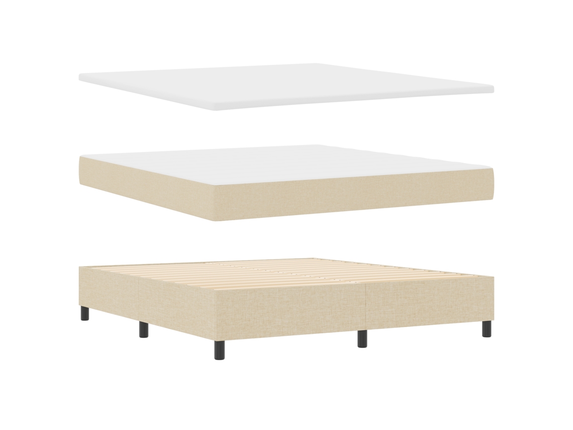 Conjunto 1 Cama Box Vidaxl Creme Tecido (180 X 200 Cm)