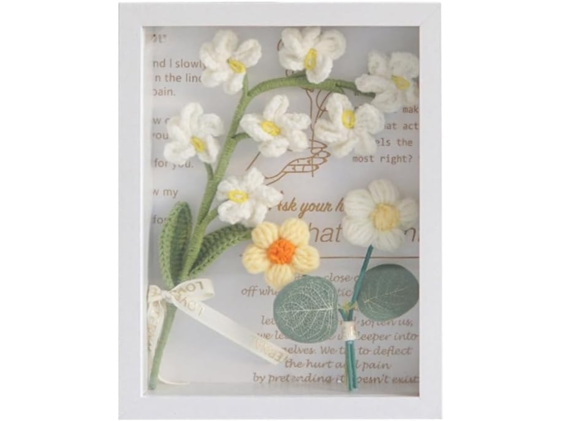 Buquê De Flores De Crochê Em Lã, Enfeites Tricotados, Pingente Para Foto, Presente De Dia Dos Namora Gokoco
