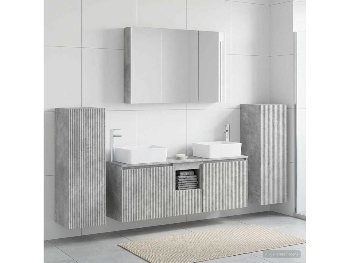 Vidaxl Conjunto De Móveis Para Banheiro 6 Pcs Cinzento Cimento