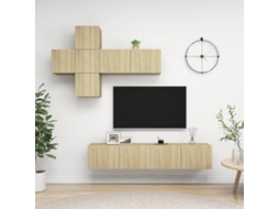 Vidaxl 7pcs Conjunto De Móveis De Tv Derivados Madeira Carvalho Sonoma