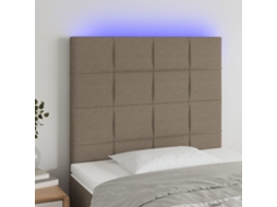 Cabecero de cama con LED Tela 100x5x118/128 cm Gris-marrón
