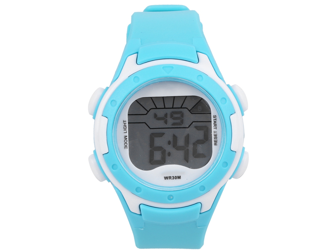 Primerox relógio Eletrônico Infantil Esportivo 3atm Pulseira Pu Resistente À Água Ciano
