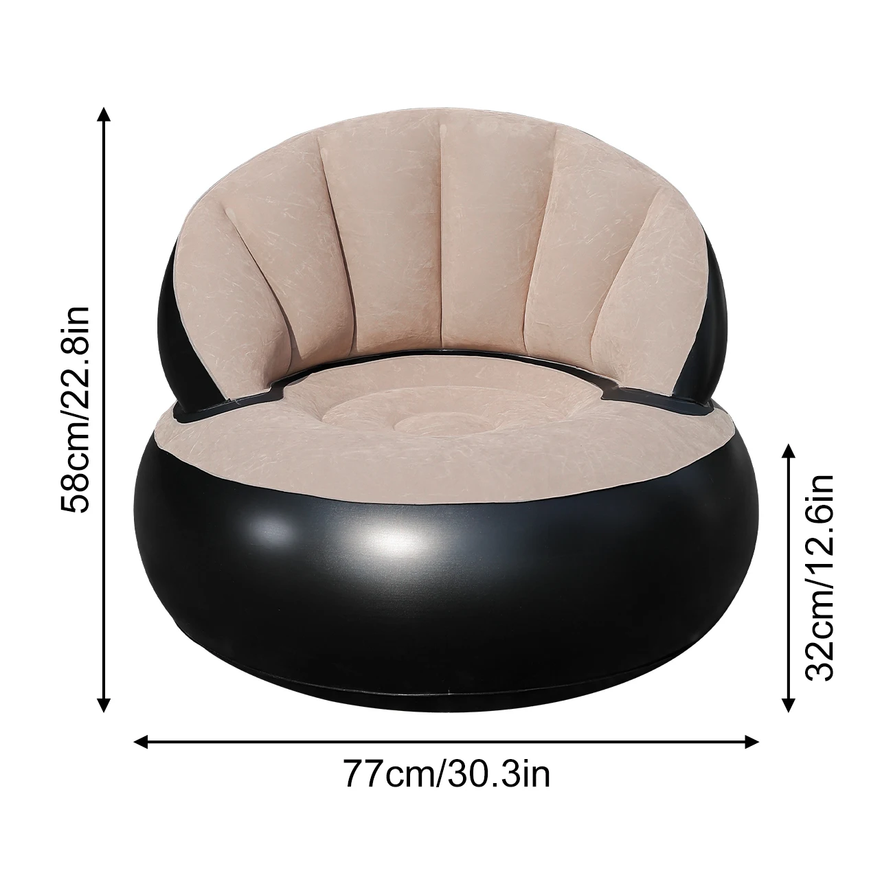 (cáqui) Um Sofá Inflável De Pvc Espesso, Com Design Ergonômico.