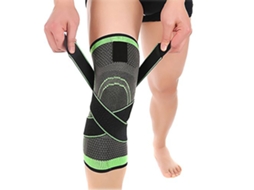 Joelheira de compressão 3D tricotada para alívio da dor e suporte esportivo para adultos, tamanho G, verde e cinza.