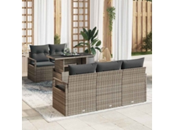 Vidaxl Conjunto de Sofá de Jardim 6 Pcs Cinzeto Rattan Sintético
