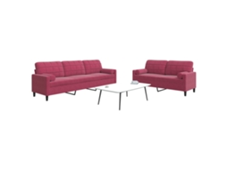 Vidaxl 2pcs Conjunto Sofás C/ Almofadões E Rolos Veludo Vermelho Tinto