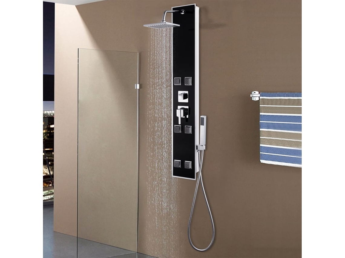 Vidaxl Coluna De Duche Em Vidro 18x42,1x120 Cm Preto