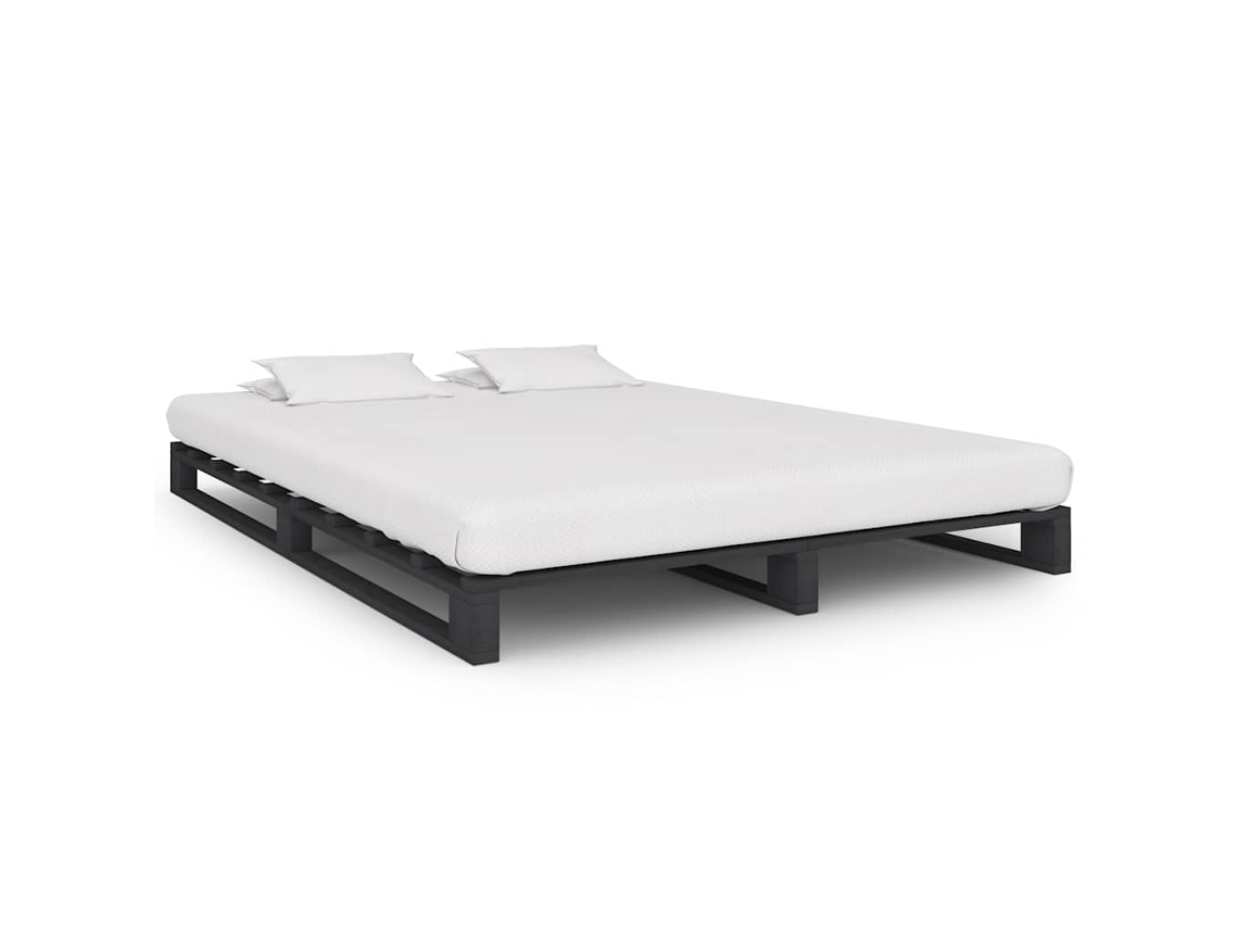 Vidaxl Estrutura De Cama Em Paletes Pinho Maciço 120x200 Cm Cinzento
