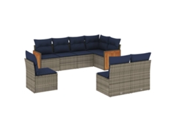 Conjunto de Sofá de Jardim, 8 Peças, Almofadas, Rattan Cinza MAISON EXCLUSIVE