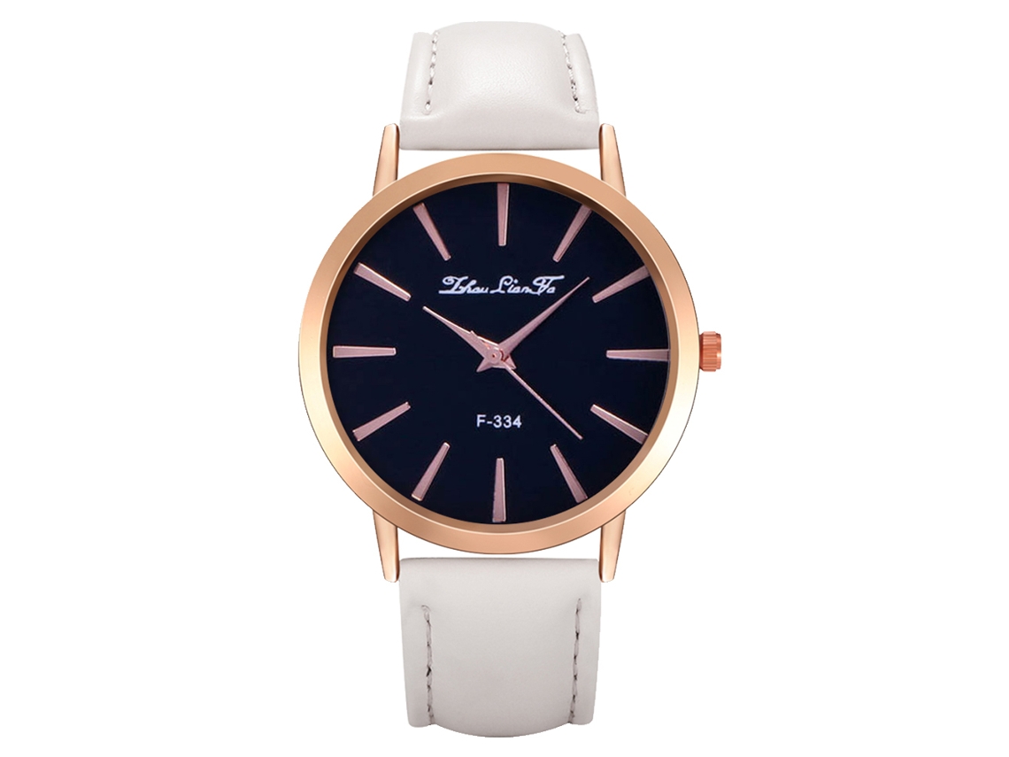 Reloj De Pulsera Unisex De Cuero Pu Moda Quartz Para Hombre Y Mujer (blanco)