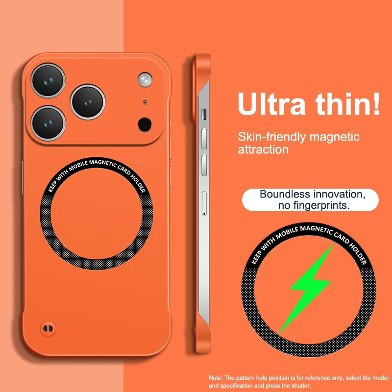 (laranja, Iphone 15 Plus) Capa Magnética Ultrafina Sem Bordas, Compatível Com Carregamento Sem Fio, Parte Traseira Rígida