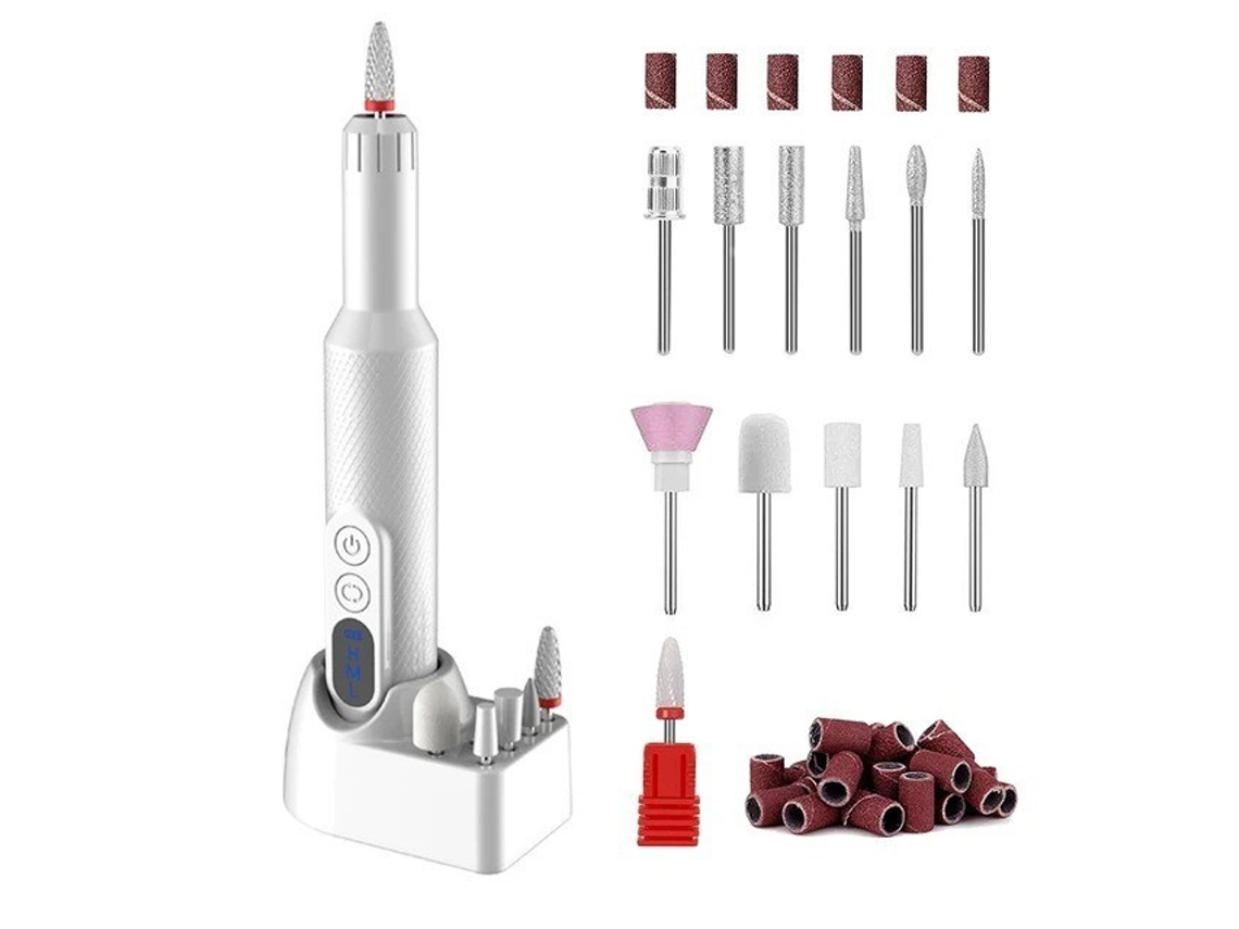 Lixa De Unha Elétrica, Máquina De Lixar Unha Sem Fio Com 12 Limas De Unha, Kit De Lixa De Unha Portátil Com Base De Carregamento Sem Fio Brilvibera