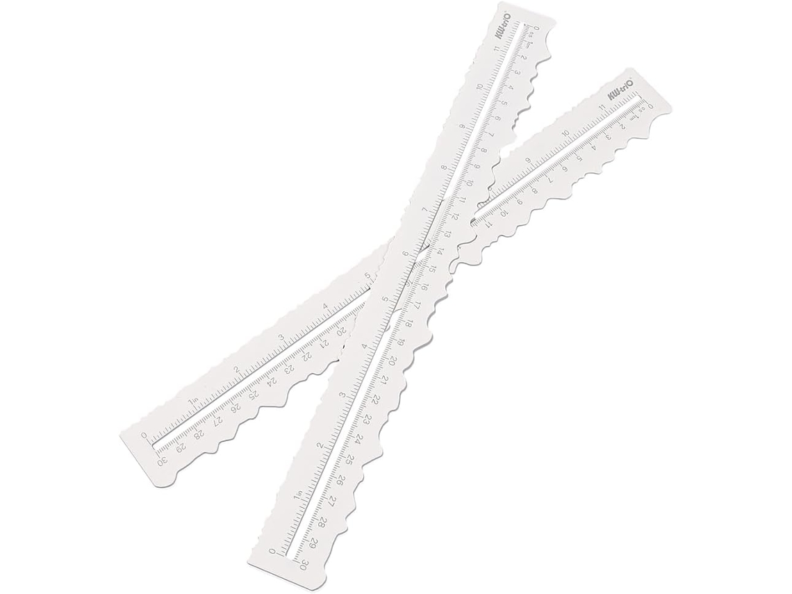 Kw, Conjunto De Três Réguas De Metal Para Rasgar Papel, Régua De