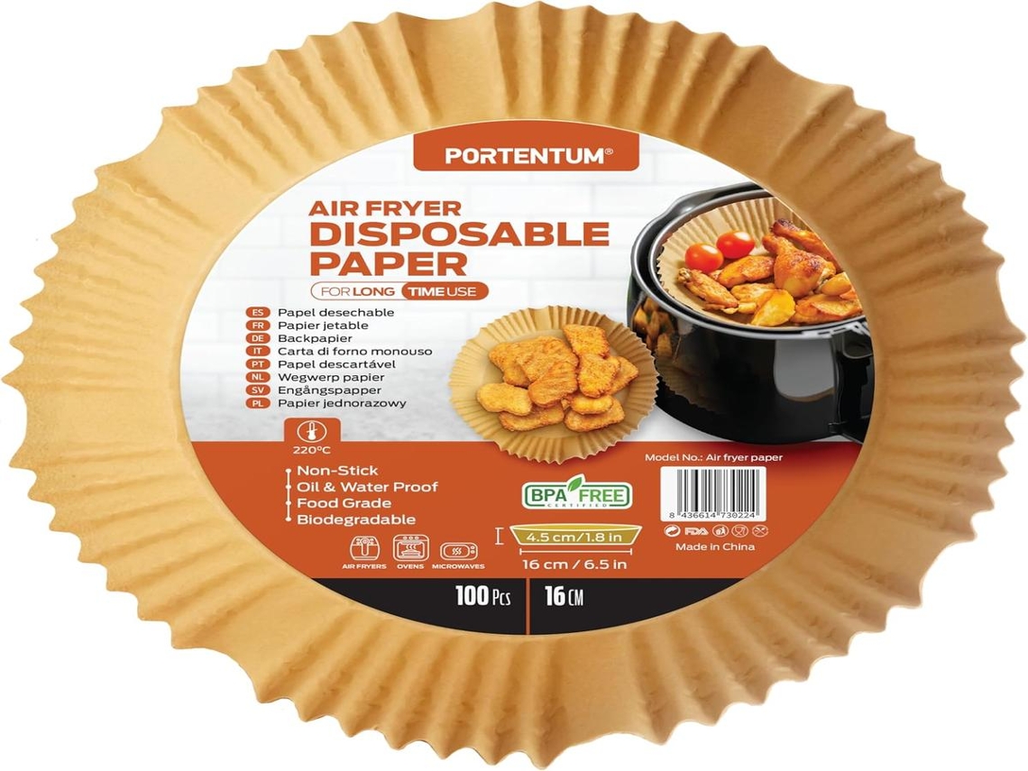 Papel Lurelia para fritadeira a ar, 100 unidades, 6 L, descartável, resistente a gordura.