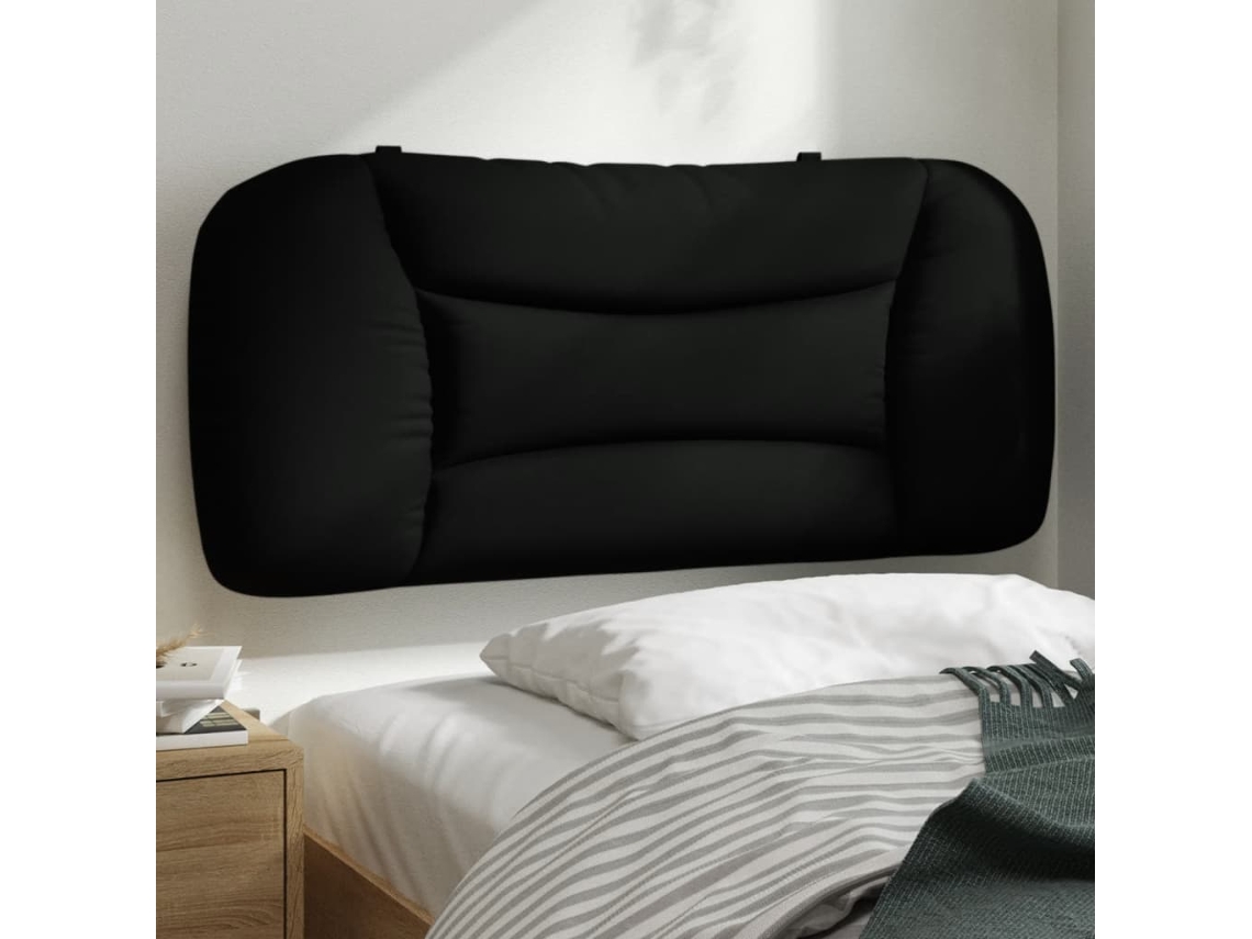 Vidaxl Almofadão De Cabeceira Hvar 90 Cm Tecido Preto