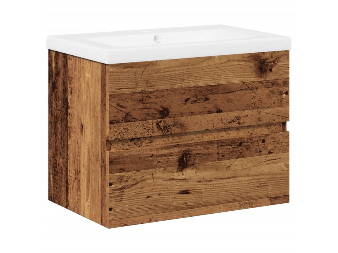 vidaXL Armário com lavatório embutido madeira velha 61x39,5x49 cm