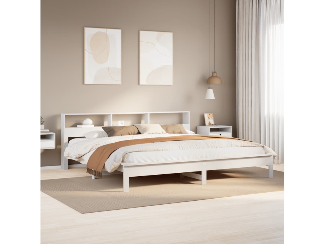 Vidaxl Cama Sem Colchão 180x200 Cm Madeira De Pinho Maciça Branco