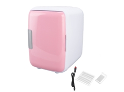 Geladeira mini portátil 4l, com partição removível, para comida e cosméticos, rosa | S/MARCA